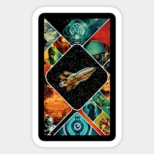 Retro sci fi rocket ship Sticker